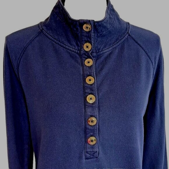 Lilly Pulitzer Navy Blue Sweatshirt Womens Size M Gold Buttons With Pocket - Picture 4 of 11